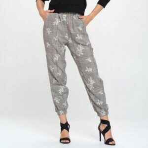 Gray Black and White Plaid Joggers